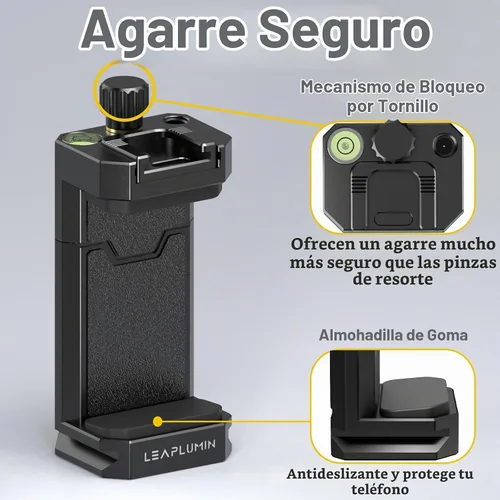 Vista 3 de Soporte de trípode para teléfono con zapata fría deslizante, adaptador universal de montaje para teléfono inteligente con tornillo estándar de 1/4