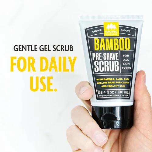 Vista 4 de Pacific Shaving Company Exfoliante de bambú para antes del afeitado, exfoliante y limpiador facial, lavado facial diario para hombres con aloe vera