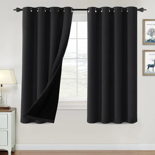 Vista 28 de H.VERSAILTEX Cortinas 100% de opacidad para dormitorio, con aislamiento térmico, cortinas opacas de 63 pulgadas de largo, cortinas de bloqueo