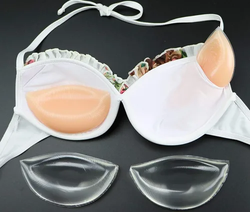 Vista 2 de Conolu Insertos de sujetador de silicona transparente Inserciones de pecho de gel triangular, reforzadores impermeables con almohadillas push up