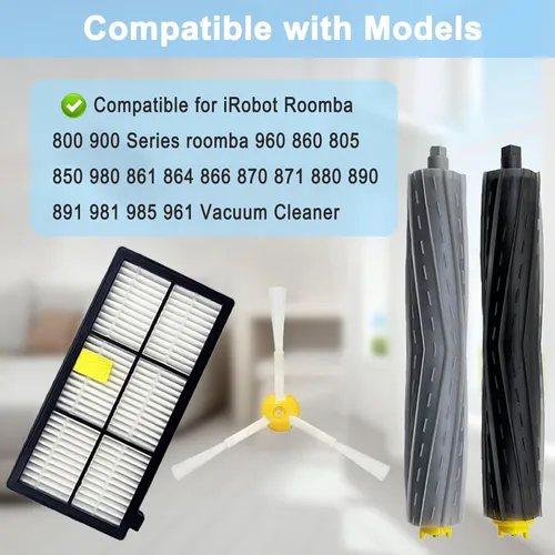 Vista 2 de Piezas de repuesto para irobot Roomba 805 960 860 861 866 870 880 890 900 960 980 981 985 Robot Aspirador, 1 Extractor de residuos 3 Filtros 4