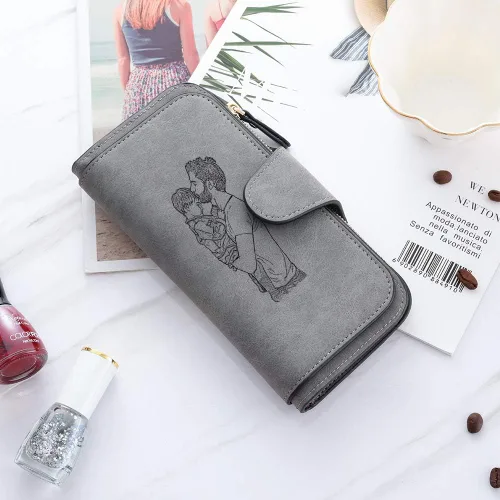 Vista 32 de Loveje - Billeteras personalizadas para mujer, de piel sintética, con grabadas fotográficas, triple pliegue, tarjeta de crédito, cartera larga