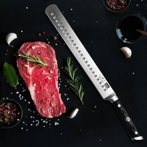 Vista 6 de SHAN ZU Cuchillo de corte de pechuga de 12 pulgadas, cuchillo profesional alemán de acero inoxidable 1.4116, mango de madera ergonómico y diseño