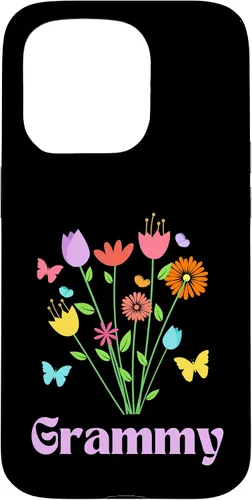Vista 14 de iPhone 12/12 Pro Grammy Grandma Spring Flowers Pretty Tulips Butterfly Pink Case