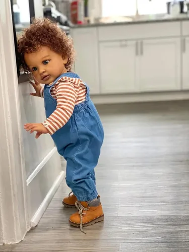 Vista 3 de Angelbaby Muñecas de bebé negras Reborn de 26 pulgadas, tamaño grande, realista, afroamericana, niña pequeña, pipa, cuerpo de tela pesada, bebés