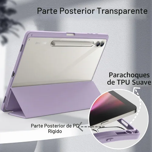 Vista 3 de JETech - Funda para Galaxy Tab S10 Plus/S9 Plus de 12.4 pulgadas, color morado claro