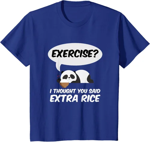 Vista 40 de ¿Ejercicio? I Thought You Said Extra Rice Panda Gift T-Shirt, Negro, S