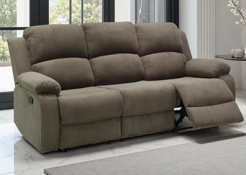 Vista 41 de Juego de Muebles para Sala de Estar, Juego de Sofá Reclinable Manual, Juegos de Sofás Reclinables de Cuero Beige con Mesa Desplegable, Sofá