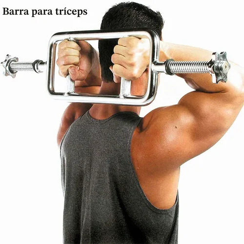 Vista 2 de uyoyous Barra olímpica de tríceps de 34 pulgadas con 2 collares de anillo