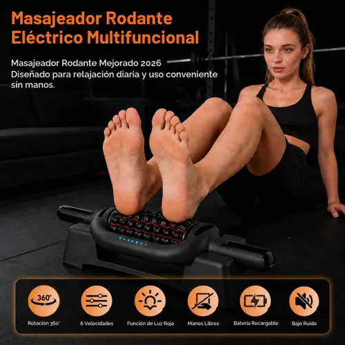 Vista 6 de Masajeador eléctrico con luz roja, rodillo de masaje de percusión de mano Negro
