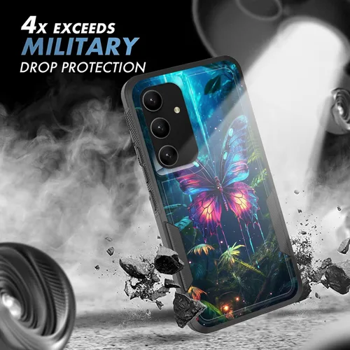 Vista 293 de Funda para Galaxy A14 5G, resistente de doble capa híbrida de policarbonato duro, goma suave, a prueba de golpes, funda protectora resistente