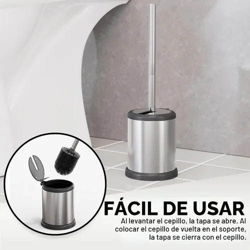 Vista 5 de ToiletTree Products Escobilla de inodoro con tapa, elegante cepillo y soporte para inodoro, juego de cepillos para inodoro con base pesada, cepillo