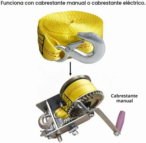 Vista 8 de Correa de cabrestante de remolque CarBole con gancho de 5 cm x 6 metros, resistencia a rotura de 4500 kg, correa de repuesto resistente para barco