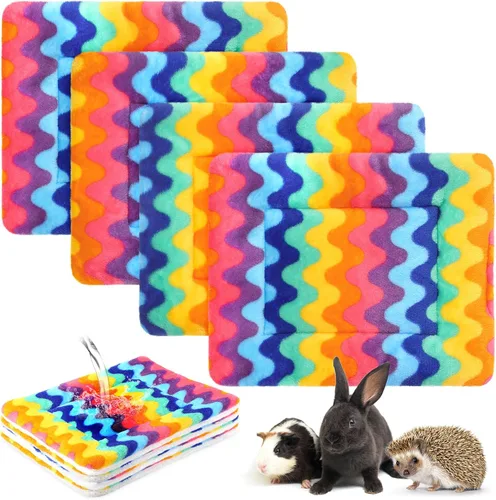 Vista 17 de Haull - Juego de ropa de cama impermeable de conejillo de indias, suave para perro y gato, tapete de felpa para jaula de animales pequeños, conejo
