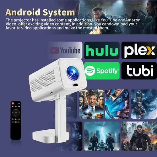 Vista 4 de Mini Proyector [Aplicaciones Integradas y Actualizado 2026] Compatible con 4K 1080P Enfoque Automático y Corrección Keystone 90° Rotable, Proyector