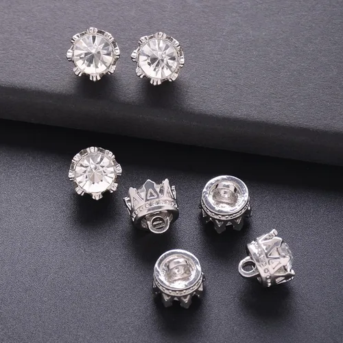 Vista 10 de Jerler 10 piezas de botones de diamantes de imitación de perlas adornos de cristal coser en botones de ropa