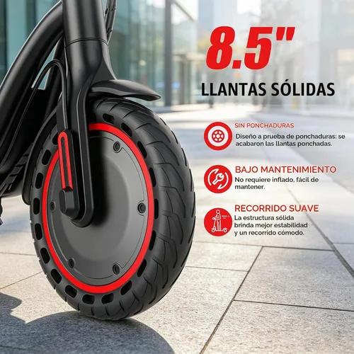 Vista 5 de Scooter eléctrico, scooter E de largo alcance de 21-35 mi para adultos Negro medianoche