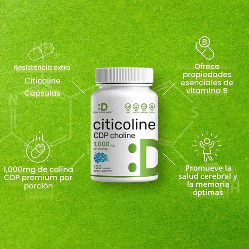 Vista 4 de Citicolina CDP Colina, 1,000mg por porción, 120 cápsulas – Suplementos de colina de fuerza extra – Propiedades de vitamina B nootrópica – Promueve