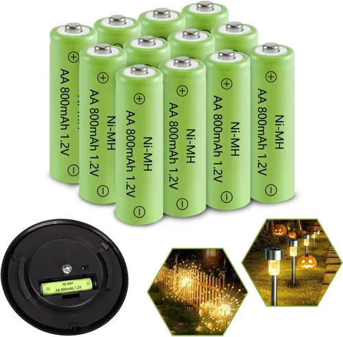 Vista 10 de Baterías recargables AA Ni-MH, doble A 1.2V 800mAh batería solar, paquete