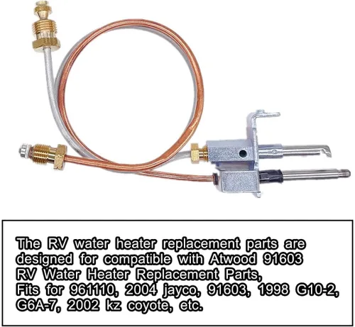 Vista 5 de Montaje de piloto para calentador de agua Atwood 91603 (91214), incluye kit de termopar piloto, piezas de calentador de agua de propano para RV