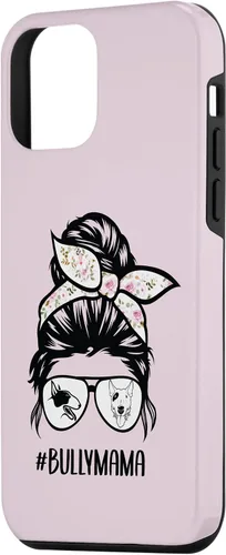 Vista 2 de iPhone 12 mini English Bull Terrier mamá desordenado moño pelo gafas Bully mama caso