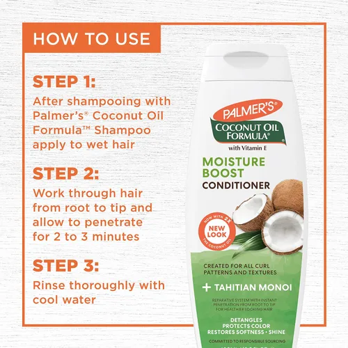 Vista 5 de Palmer's Fórmula de aceite de coco, acondicionador para aumentar la humedad, 13.5 onzas líquidas