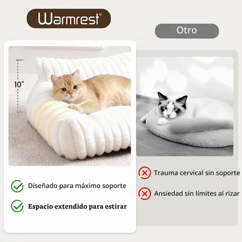 Vista 2 de Sofá de gato para mascotas, bonita cama para gatos de interior Crema