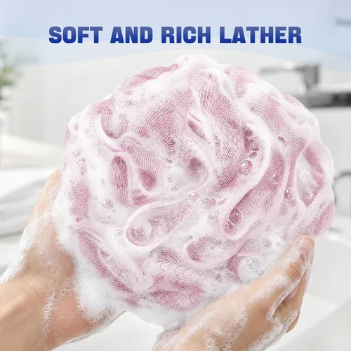 Vista 2 de AmazerBath Esponja de Lufa 60g/Pieza, Esponja Exfoliante de Baño Depuradora Corporal, Juego de Lufa de 4 - Blanco Gris-Rosa-Verde Militar-Verde