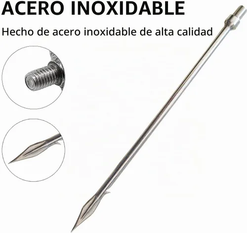 Vista 3 de Brazo de pesca telescópico de 6.2 pies con 3 dientes, gancho de pesca telescópico de acero inoxidable con tornillo de 8 mm, arpones barbados