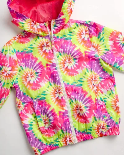 Vista 5 de Pink Platinum Chubasquero para niñas, ligero, plegable, impermeable, rompevientos Anorak con capucha