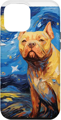 Vista 6 de Funda para iPhone 14 American Bully Starry Night para perro, mamá, perro, papá