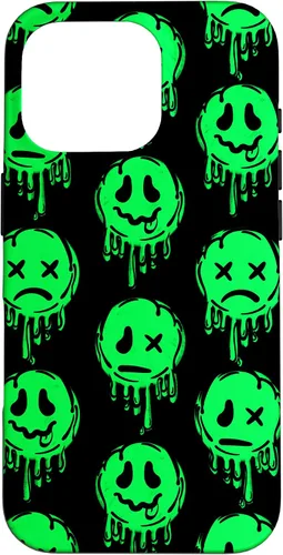 Vista 20 de Melting Happy Face Smile Trippy Sad Face Graffiti Green Case for iPhone 17