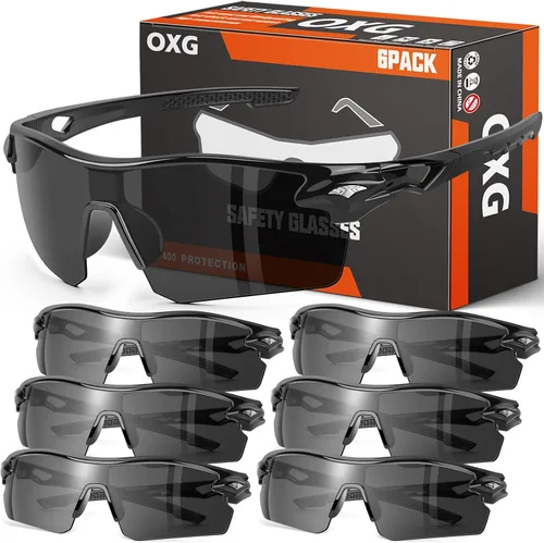 Vista 11 de OXG 6 Pack Safety Glasses, Scratch Resistant Wraparound Lenses ANSI Z87.1 Protective Eyewear for Unisex
