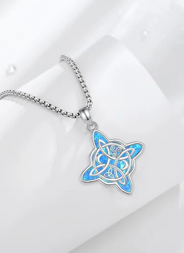 Vista 2 de CELESTIA Nudo de Bruja Plata 925 Original Amuletos de Proteccion Witches Knot Necklace - 20 Inch Box Chain
