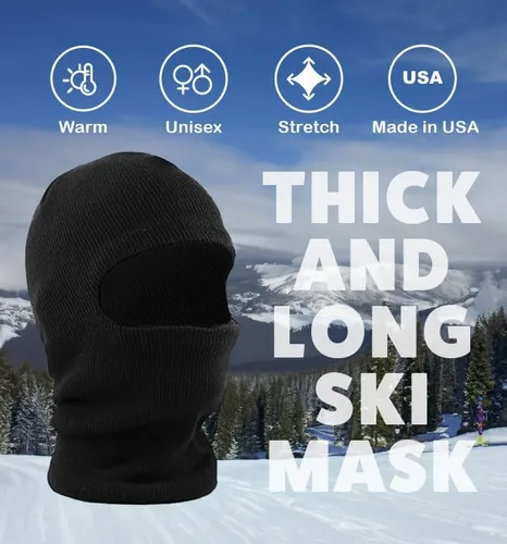 Vista 5 de The Hat Depot Máscara de esquí unisex gruesa y larga fabricada en Estados Unidos