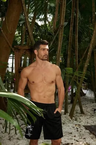 Vista 4 de Traje de baño para hombre estilo hawaiano, con forro de malla, tipo short para playa, con bolsillos