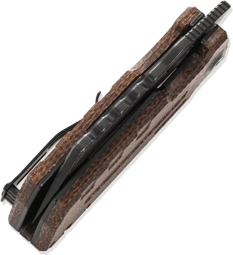 Vista 6 de Sitivien Cuchillo plegable ST155, hoja de acero Sandvik 14C28N, mango Micarta EDC herramienta cuchillo cuchillo de bolsillo para pesca, campamento