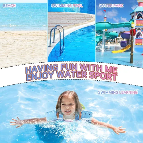 Vista 6 de Chaleco de natación para niños pequeños, flotadores para niños de 20 a 66 libras, chaleco de natación para niños pequeños que aprenden a nadar, Azul