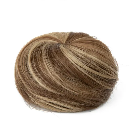 Vista 2 de SARLA Extensiones de moño de pelo falso para mujer, sintético, recogido, con cordón, moño de ballet, piezas de cabello color castaño medio Castaño
