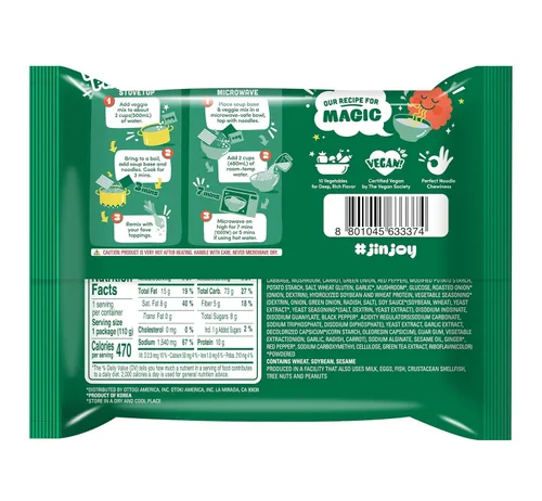 Vista 4 de [OTTOGI] Jin Ramen Veggie, sopa de fideos veggie, fideos instantáneos de estilo coreano vegano (3.88 oz) – Paquete de 8