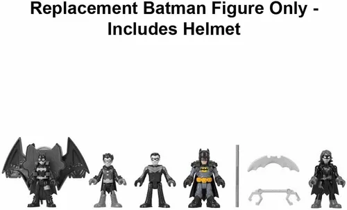 Vista 3 de Pieza de repuesto para Imaginext Super-Friends Playset - HML03 ~ Figura de Batman Poseable de repuesto ~ Incluye casco