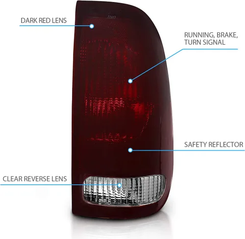 Vista 4 de AmeriLite Juego de lámparas de freno para Ford F-Series F150 F250 F350 SuperDuty color rojo humo estilo fábrica OE conjunto de luces traseras