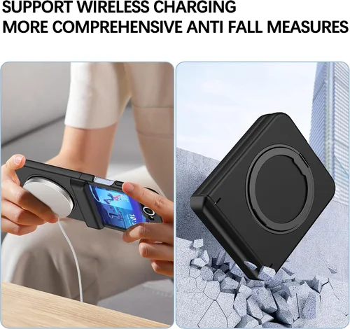 Vista 2 de Funda magnética diseñada para Samsung Galaxy Z Flip 6/5 con protección de bisagra, protector de pantalla y soporte [compatible con MagSafe], funda
