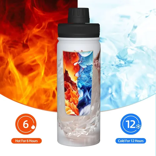 Vista 6 de litchi Printed Insulated Water Bottle, 18oz Stainless Steel Funny Travel Mug, Leakproof Hot & Cold for Sports, Gym, Hiking