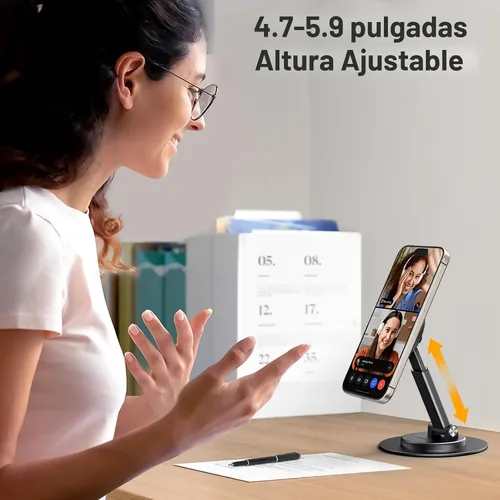 Vista 3 de UGREEN Soporte magnético para teléfono MagSafe, soporte de iPhone de altura ajustable para escritorio con rotación de 360° compatible con iPhone 17