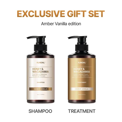 Vista 2 de KUNDAL Honey & Macadamia - Juego de regalo de champú y acondicionador coreano para el cuidado del cabello, edición limitada, vainilla ámbar, 10.14