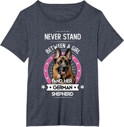 Vista 11 de Never Stand Between A Girl and Her German Shepherd T-Shirt Asphalt Grey