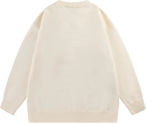 Vista 2 de Aelfric Eden Suéter de cuello redondo para mujer, suéter vintage de gran tamaño, suéter de otoño e invierno, moda casual para parejas, A1-albaricoque