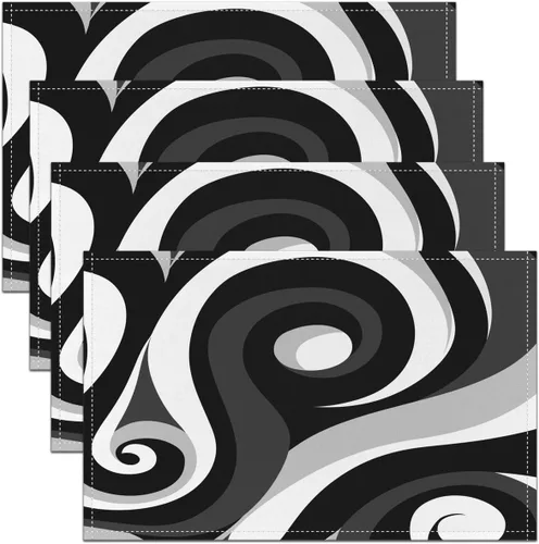 Vista 32 de Modern Circles - Juego de 4 manteles individuales de 12 x 18 pulgadas, patrón geométrico abstracto, decorativo, para niños, adolescentes y adultos