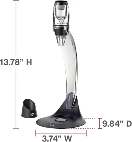 Vista 3 de Vinturi Aireador de Vino Deluxe Essential Vertedor de Vino Tinto y Juego de Soporte de Torre Decantador Airea Fácil y Convenientemente el Vino por
